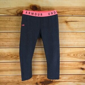 Under Armour Athletic‎ Capri Leggings Womens Sz WAIST: 29" Gray Hot Pink Stretch